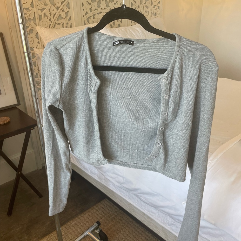 Grey Zara cropped cardigan